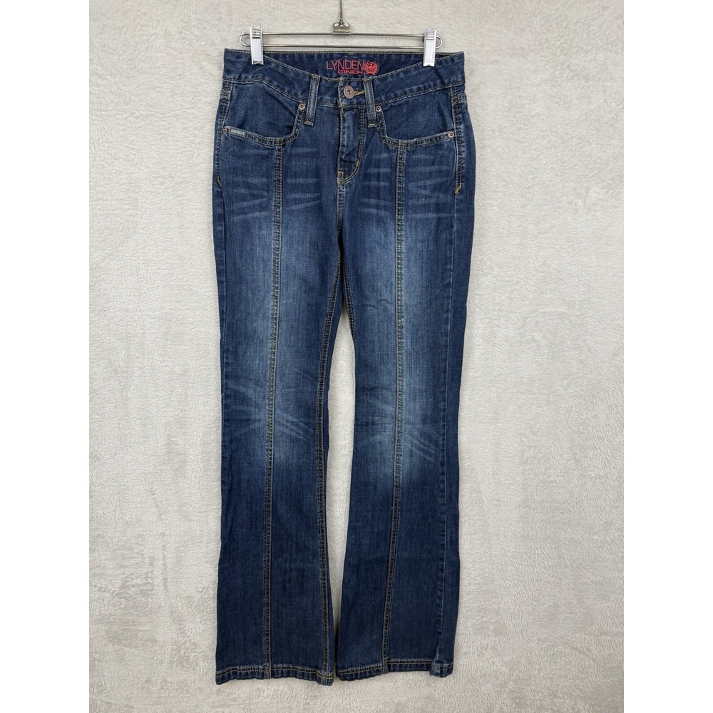 Cinch Lynden Flare Jeans Western Low Rise Whiskered Denim Welt Pocket Y2K Rodeo